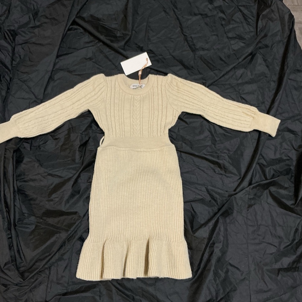 Grace Cream Knit Kids Dress